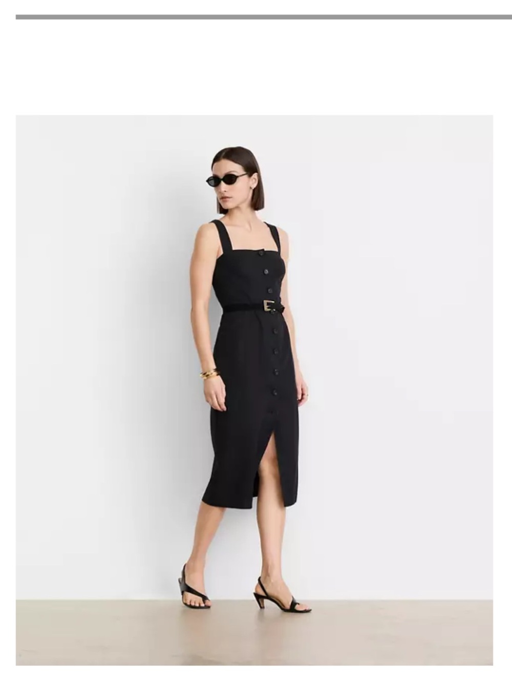 LOFT Button-Front Midi Dress